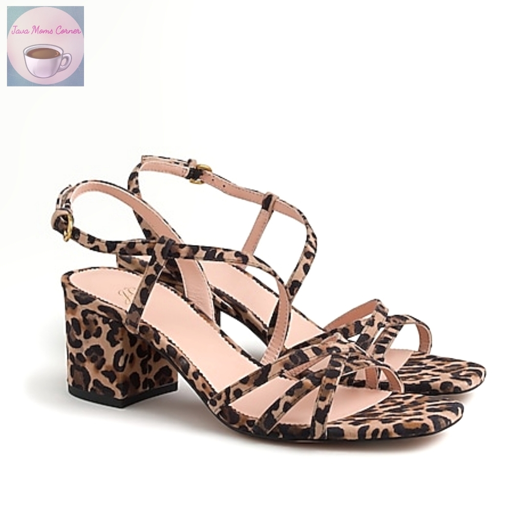 J. Crew Odette Strappy Sandals Leopard Print Suede